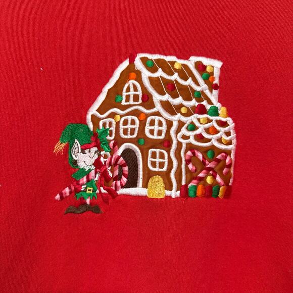 Peanut Butter & Jelly Vintage Red Christmas Sweater Grandma Gingerbread Medium - Picture 2 of 6